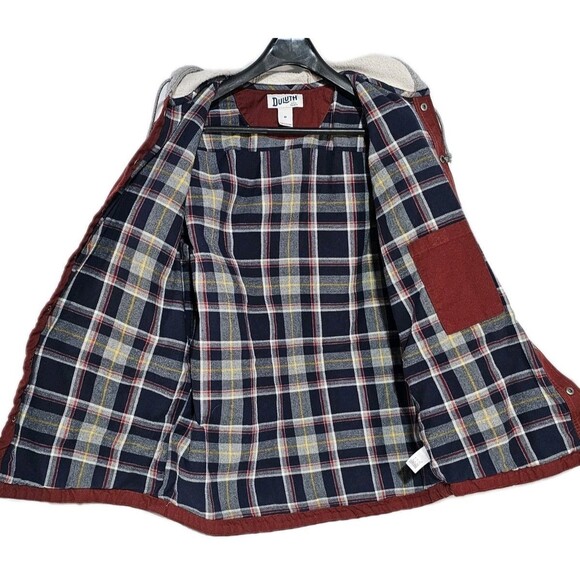Duluth Trading Jacket Jack Fire Hose Flannel Lined Limber Red Canvas Snap Sz M - Picture 4 of 11